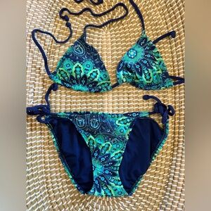 Old Navy Paisley Blue and Green Bikini Set